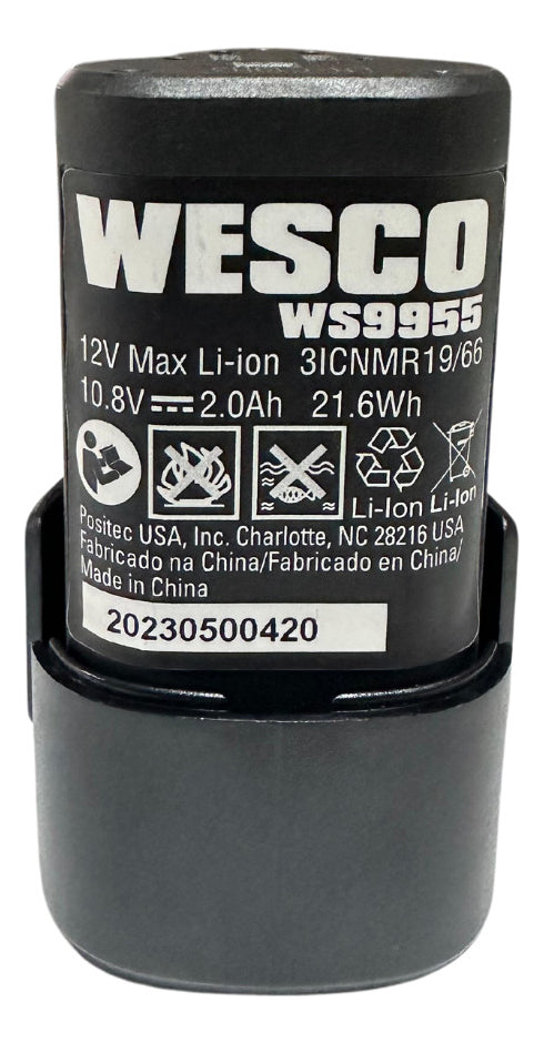 Bateria Íons De Lítio Recarregável 12v 2,0 Ah Ws9955 Wesco