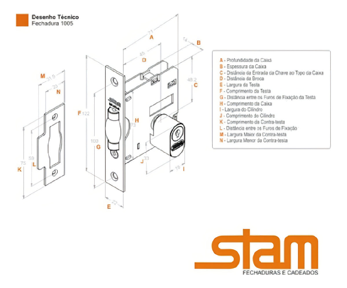 Fechadura Rolete Stam Para Porta Pivotante Acabamento Inox