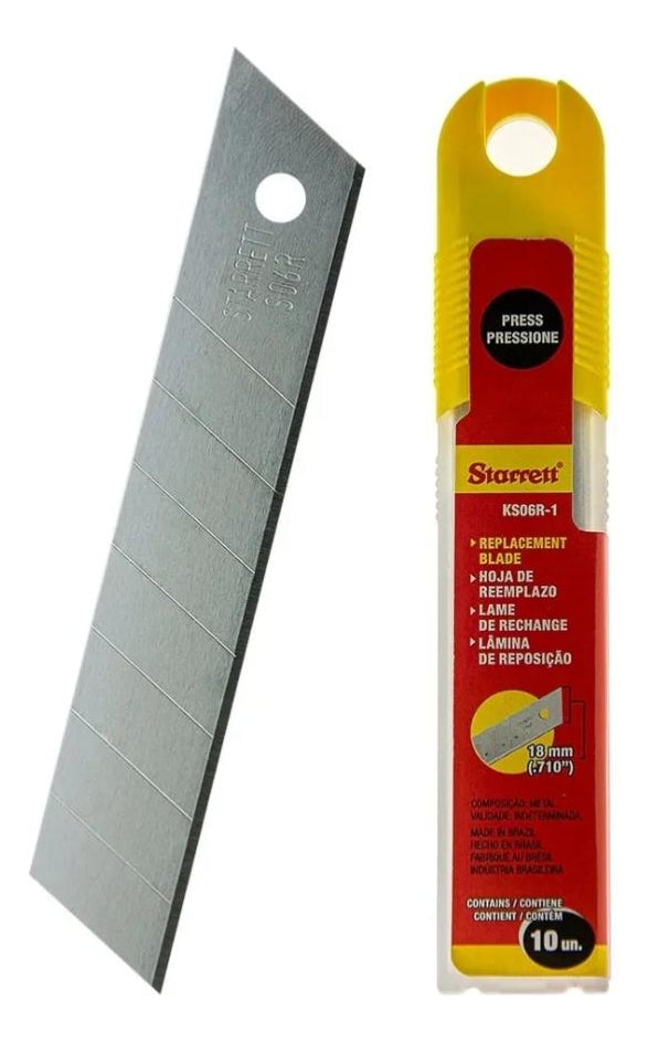 Lâminas 18mm Para Estilete Com 10 Peças Ks06r-1 Starrett