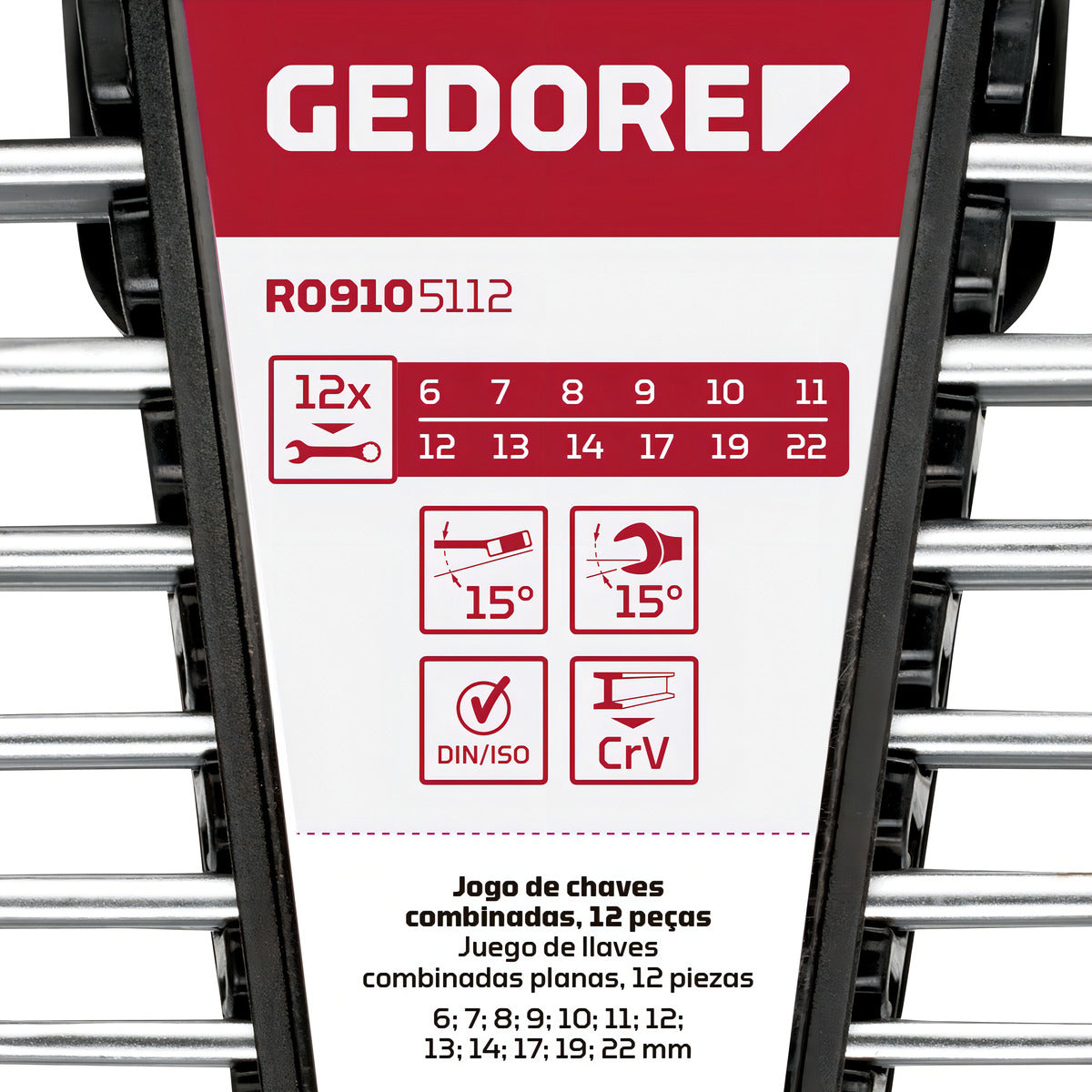 Jogo de Chaves Combinadas Gedore Red 6 A 22 mm e 12 peças