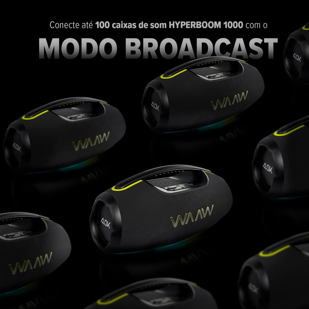 Caixa de Som Alto Falante Bluetooth Waaw by Alok Hyperboom 1000 Cor Preto