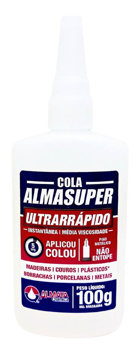 Cola Instantânea Almata Química cola adesiva instantânea - cola almasuper - cola ultrarrápido - cola permanente - cola universal - cola almata de 100g