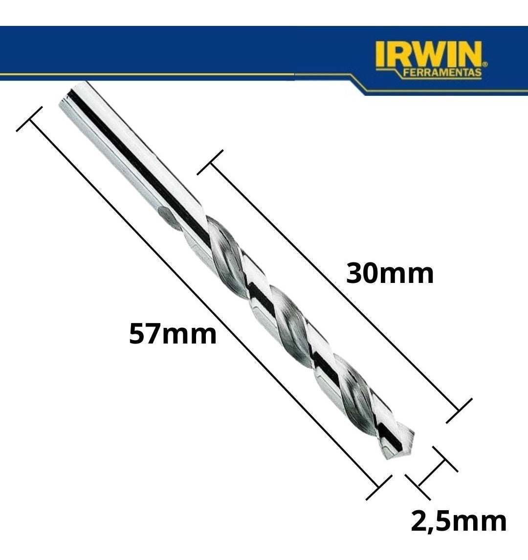 Broca Hss Aço Rápido 2,5mm Irwin Iw1212 Com 10 Unidades