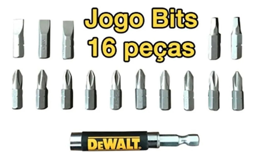 Jogo de Bits Dewalt, Modelo DW2053, Ferramentas Manuais para Parafusar com Guia Magnética, 16 peças