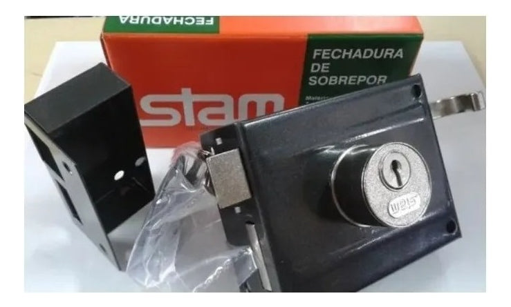 Fechadura Sobrepor P/ Portão Stam 701/100 - Promo Cor Preto