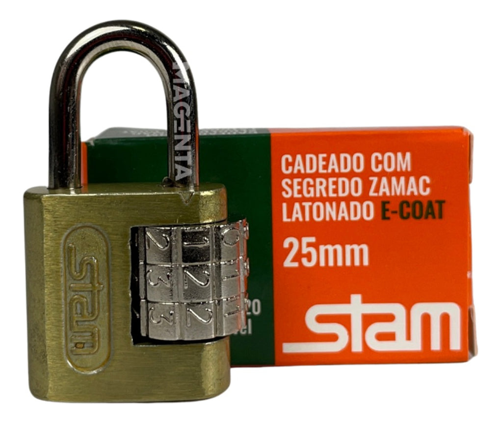 Cadeado Segredo 25mm Stam Zamac Segredo Pequeno Malas Bolsas Armários Outros Cor Dourado