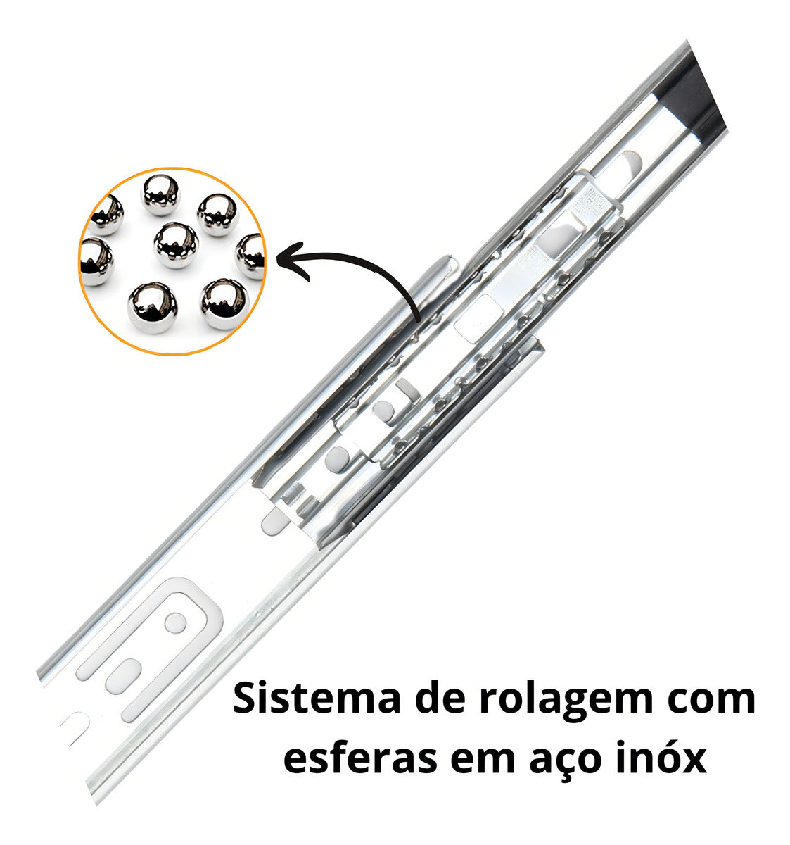 Corrediça De Gaveta 50cm Larga Trilho Telescópico 1 Par 45kg Cor Zincado