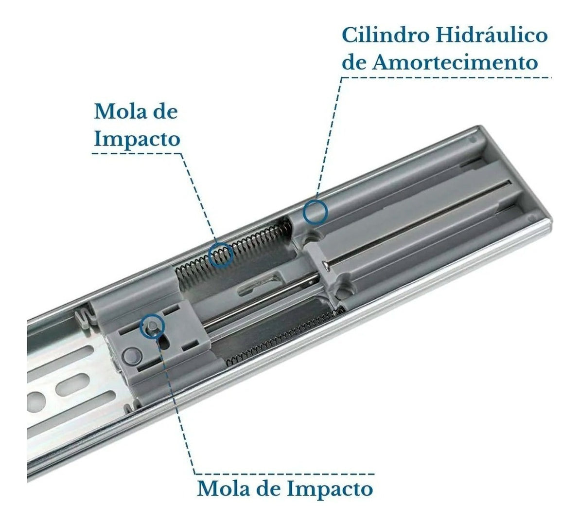 Corrediça Gaveta Trilho Telescópico 50cm Amortecedor O Par Cor Cromado