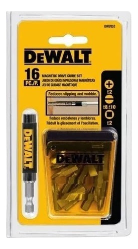 Jogo de Bits Dewalt, Modelo DW2053, Ferramentas Manuais para Parafusar com Guia Magnética, 16 peças