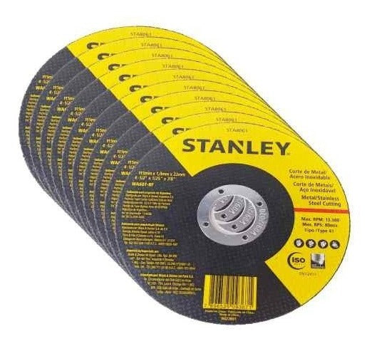 Kit 50 Discos de Corte Fino Abrasivo Metal e Inox 41/2" Stanley Modelo STA8061