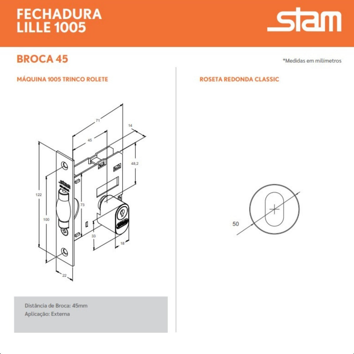 Trava Porta Pivotante Rolete Roseta Redonda 1005 Stam