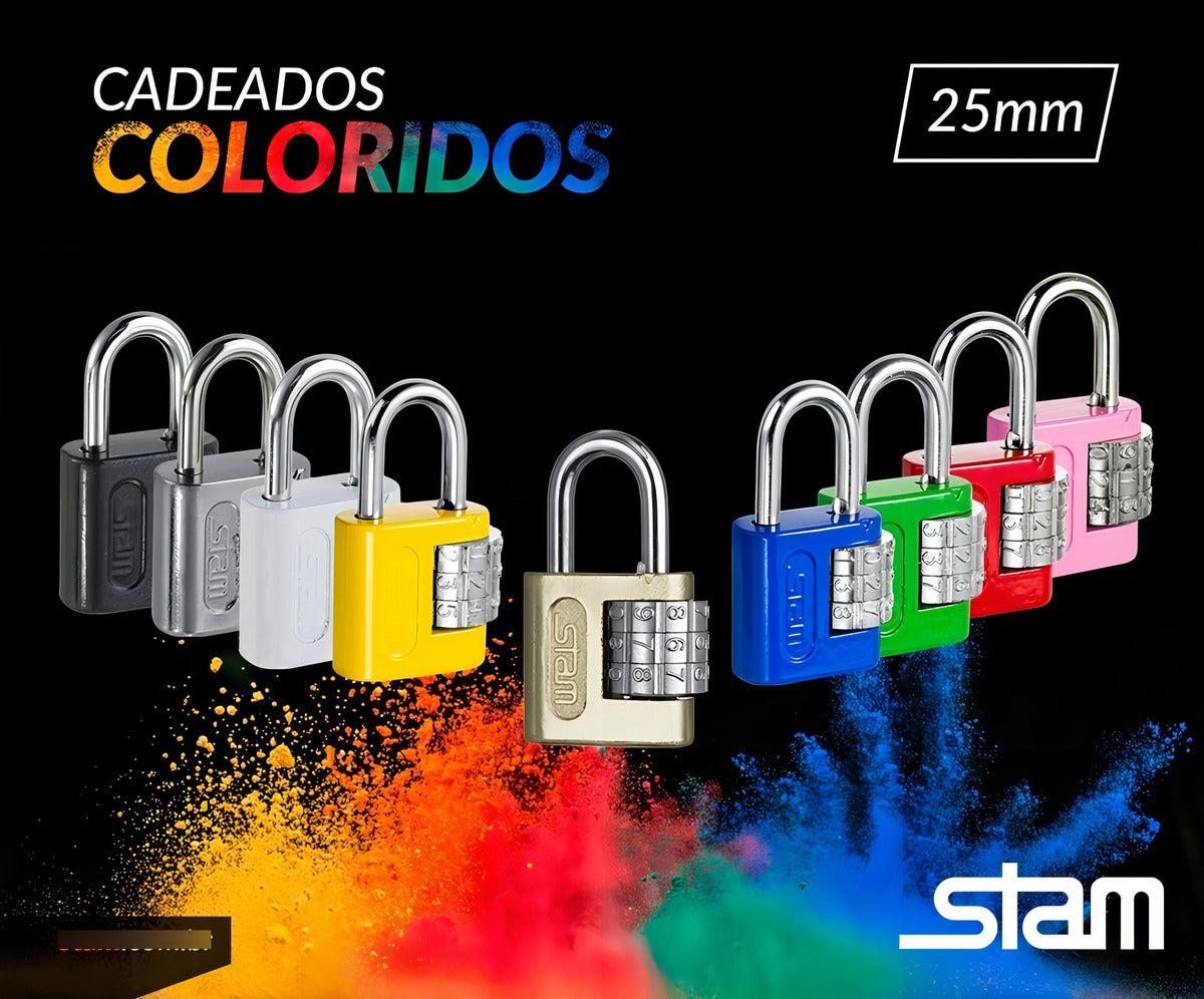 Cadeado Segredo 25mm Sem Chave P/mala Armário Cores Stam Cor Azul