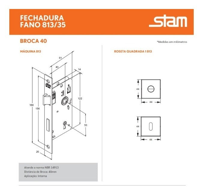 Fechadura Porta Interna Quarto Stam 813/35 Preto Fosco Rq1