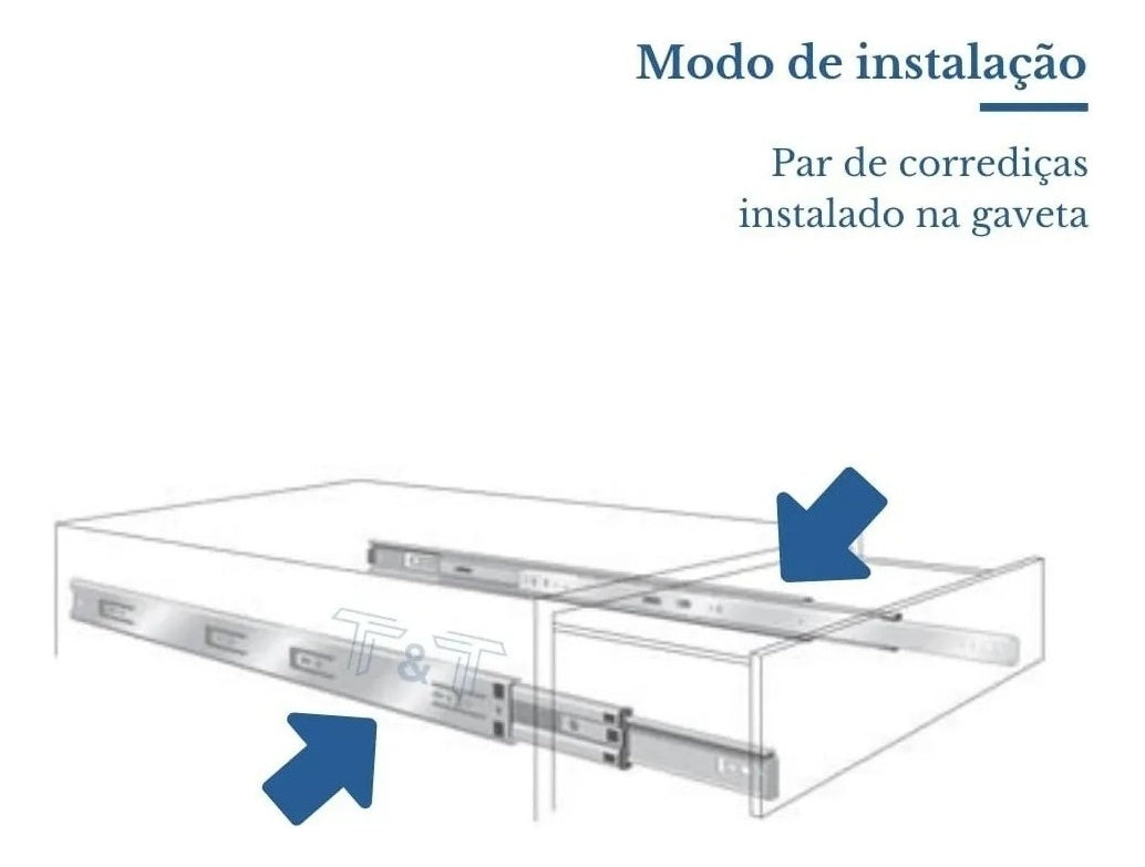 Corrediça Gaveta Trilho Telescópico 50cm Amortecedor O Par Cor Cromado