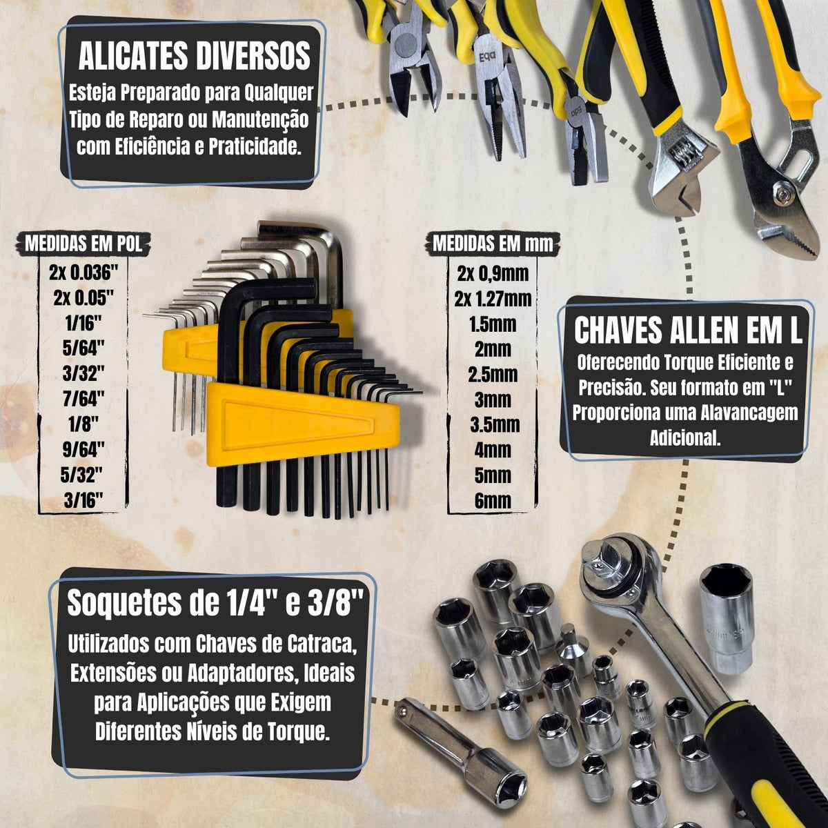 Kit Caixa Ferramentas Maleta Dobrável Jogo Conjunto 113 Peça