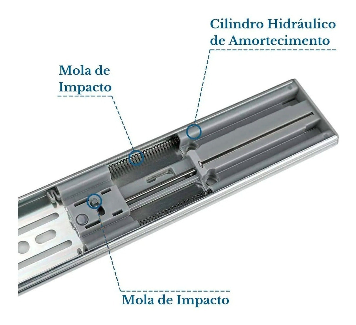 Corrediça Gaveta Trilho Telescópico 45cm Amortecedor O Par Cor Cromado