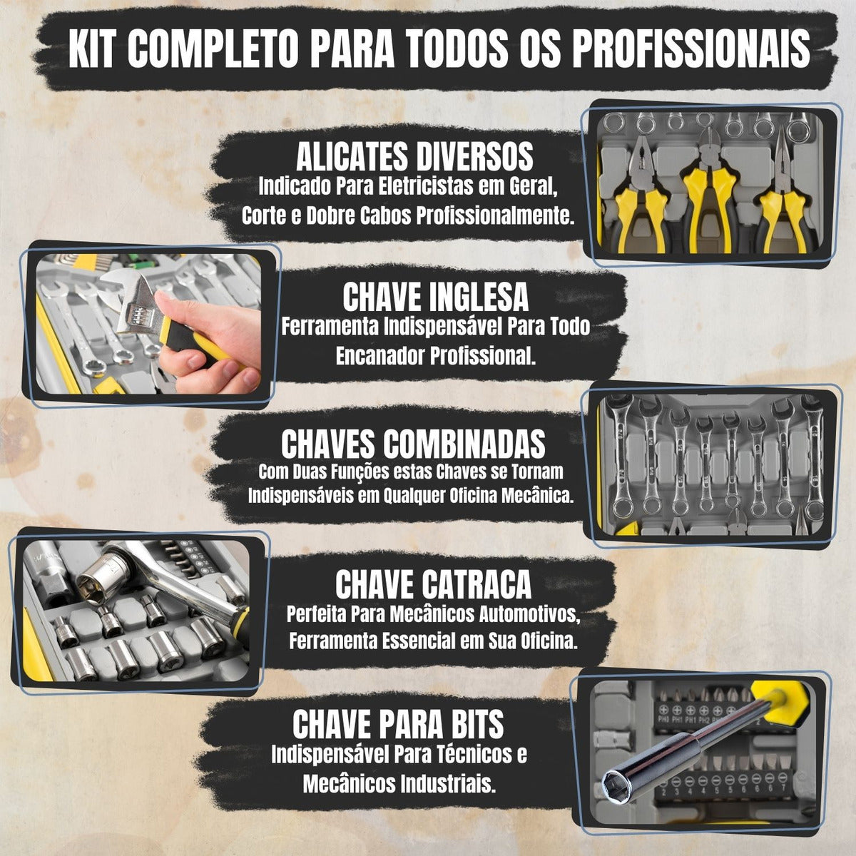 Kit Caixa Ferramentas Maleta Dobrável Jogo Conjunto 113 Peça